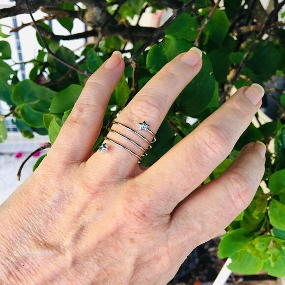 Stainless steel wrap around crystal Blue Star ring Sizes 5,11 - Picture 4 of 8